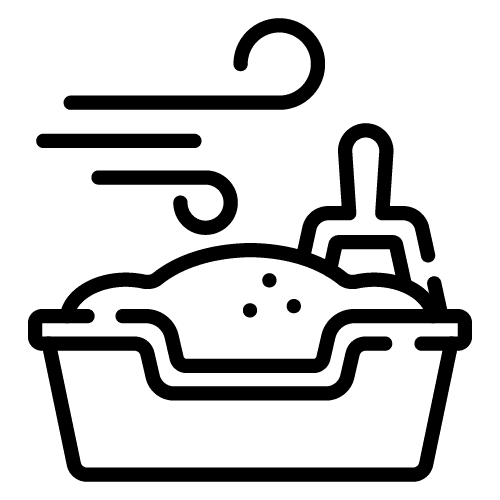 Litière pour chat avec pelle.